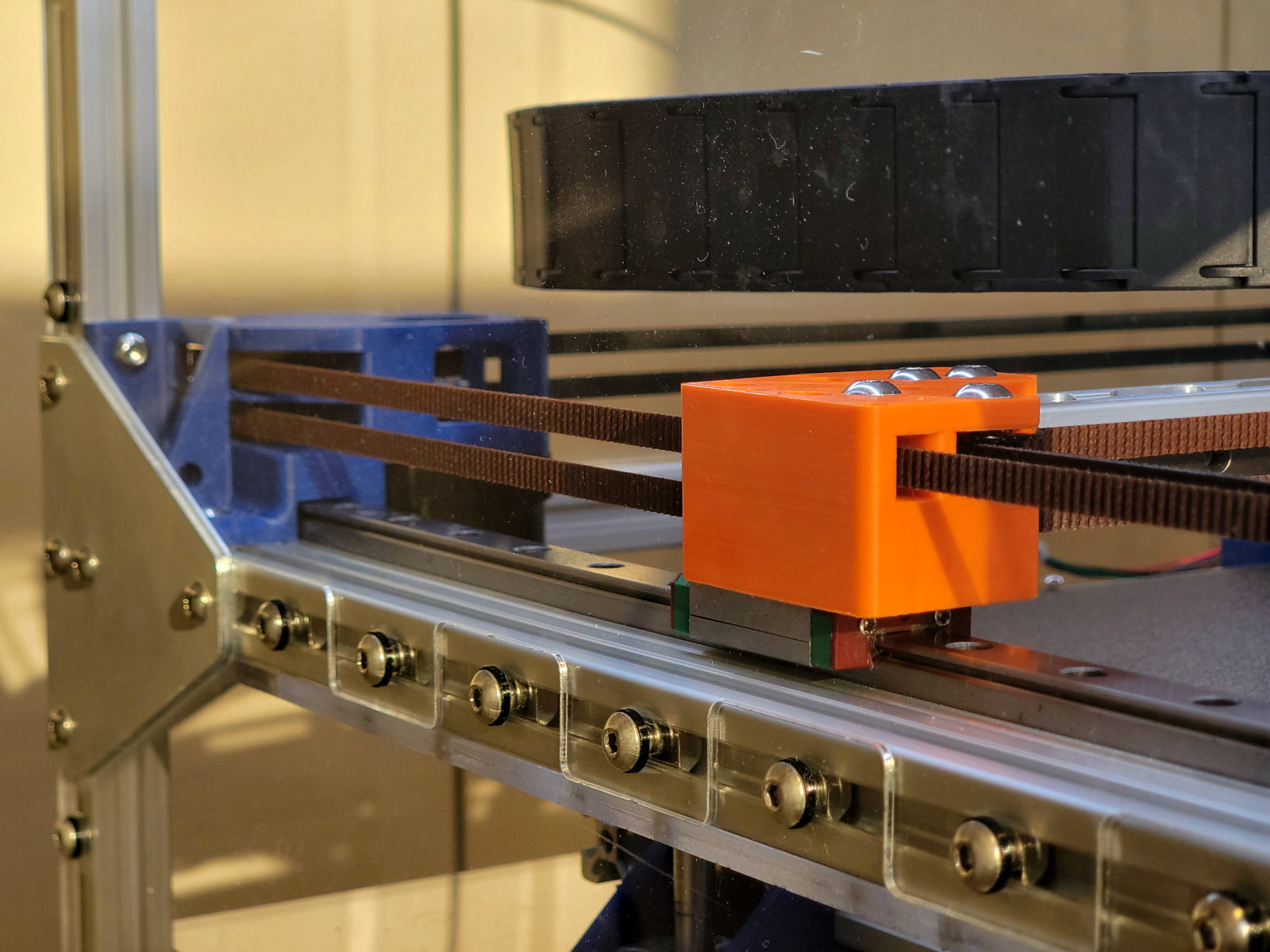 A detail of the custom acrylic enclosure panels